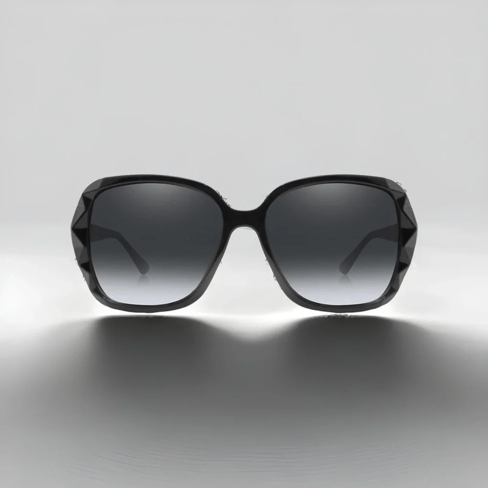 Black & Gold Oversized Square Sunglasses Polarized Tinted w Crystal Frames Nwt